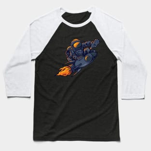 Astronaut Surfing On a Rocket Baseball T-Shirt